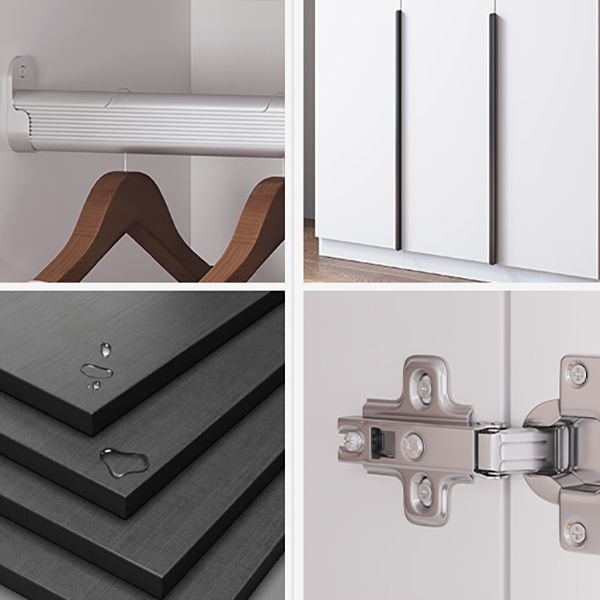 Engineered Wood Wardrobe Cabinet Modern Style Soft Close Doors Wardrobe Closet