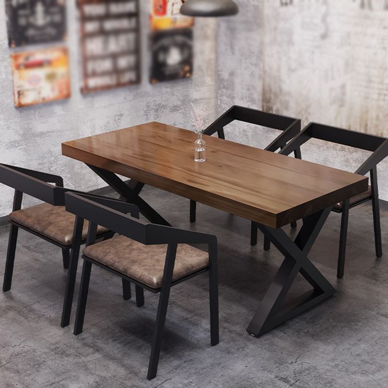 Rectangle Dining Table Industrial Dining Table with Iron Base