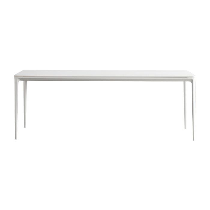 Rectangle Dining Table White Stone Top Table with 4 Legs Base