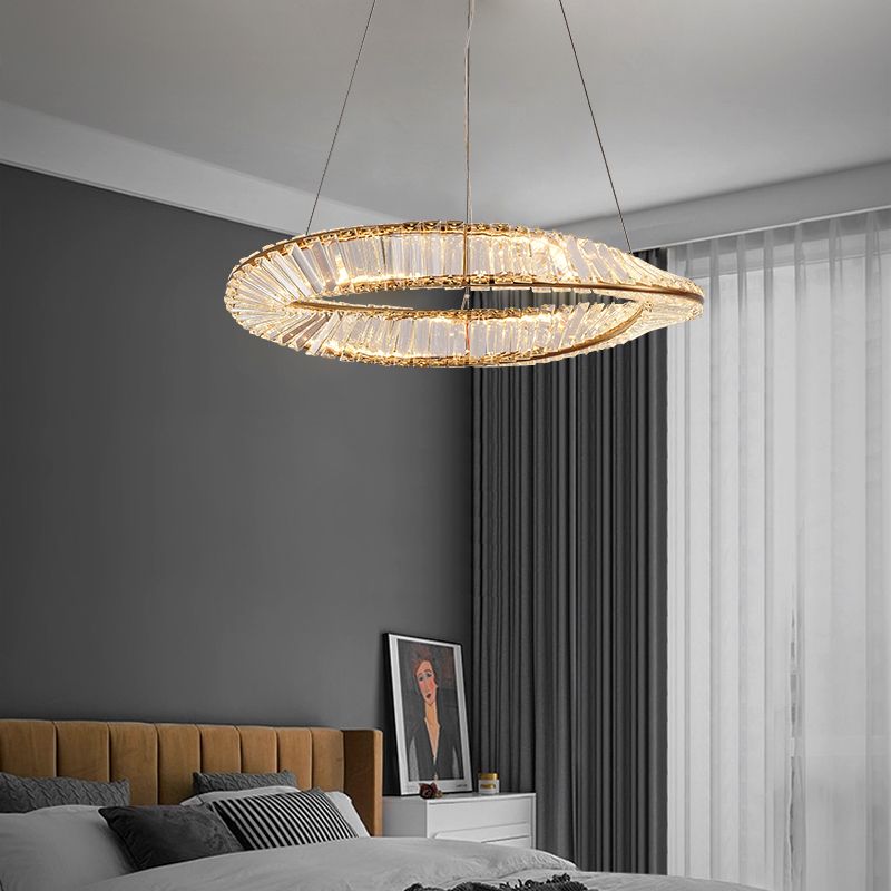 Contemporary Luxury LED Pendant Light Crystal Circular Chandelier for Dining Room