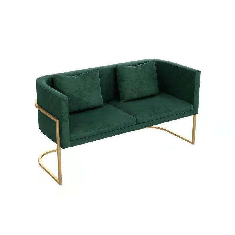 Velvet Gold Modern Sofa Tuxedo Arm Loveseat Contemporary Style