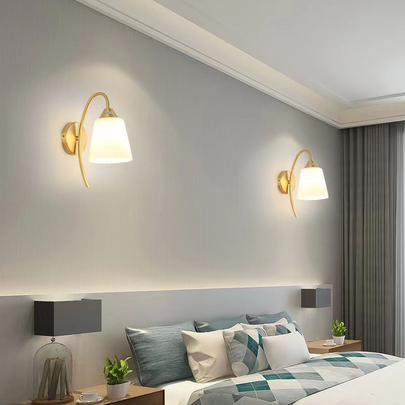 Modern Minimalist Wall Mounted Lamp Glass Wall Lamp in Brass for Living Room
