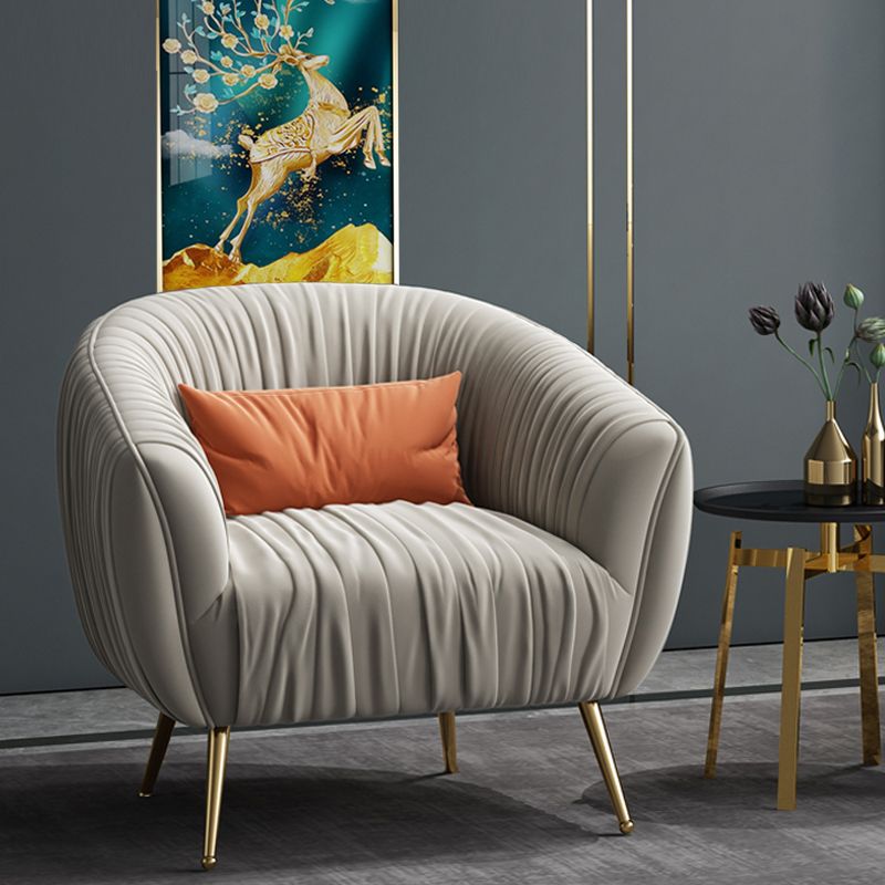 Modern Pillow Back Chair Solid Color Upholstered Sloped Arms Chair