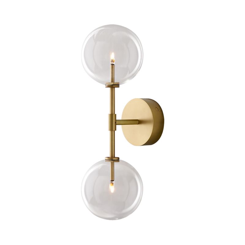 Schwarz/Messing Finish Hebel Wandleuchte Vintage Metallic 2 Lampenlampenleuchte mit klarem/rauchgrauem Glasschatten