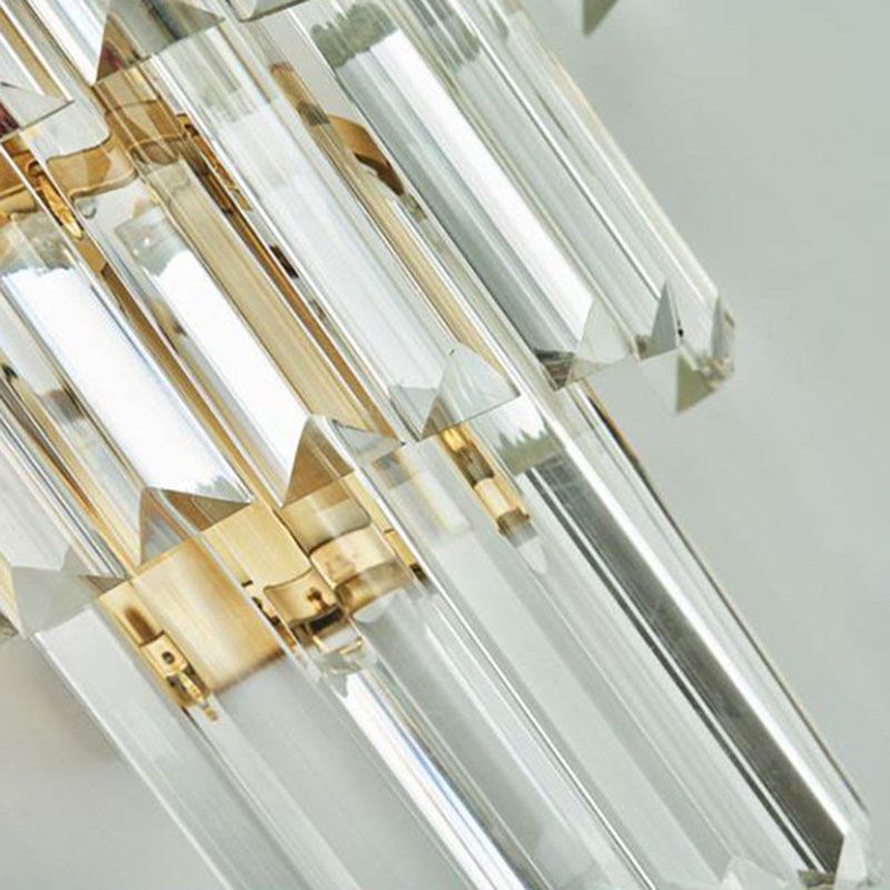 Modern Tiered Sconce Light Fixture Crystal Block 2-Lights Wall Mounted Lights in Gold and Black