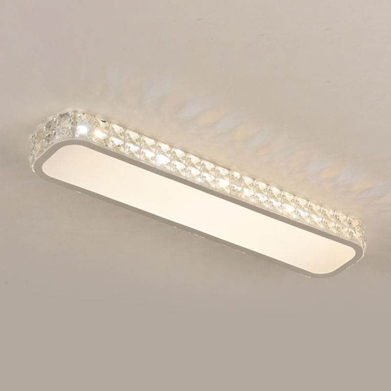 Rounded Rectangle Corridor Flush Light Crystal Artistic LED Flush Ceiling Light Fixture