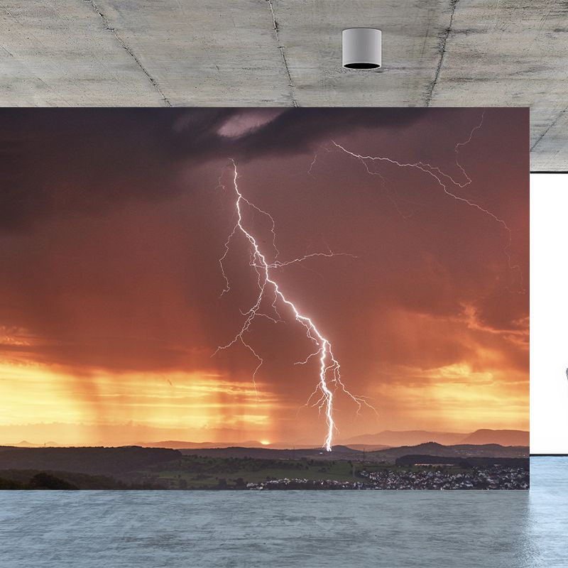 Contemporary Wallpaper Mural with Lightning Pattern Moisture Resistant Wall Covering for Wall Decor