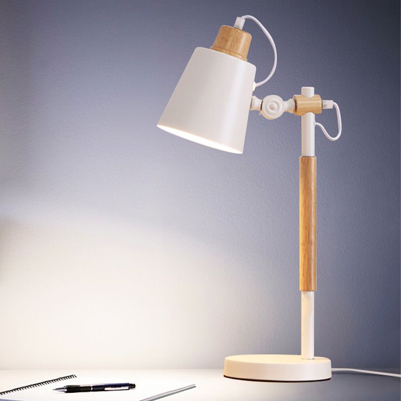 1 Kopfstudienaufgabenbeleuchtung modernistischer weißer/schwarzer kleiner Schreibtischlampe mit konischem Metallschatten