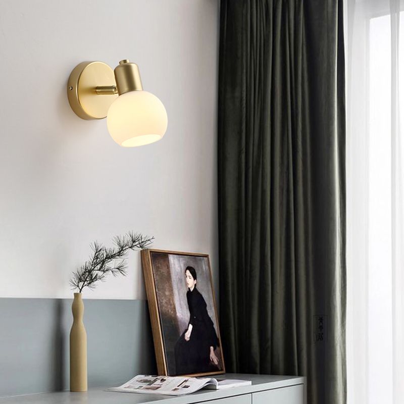 Minimalist Style Wall Mounted Light Fixture White Ball Wall Sconce Light with Glass Shade