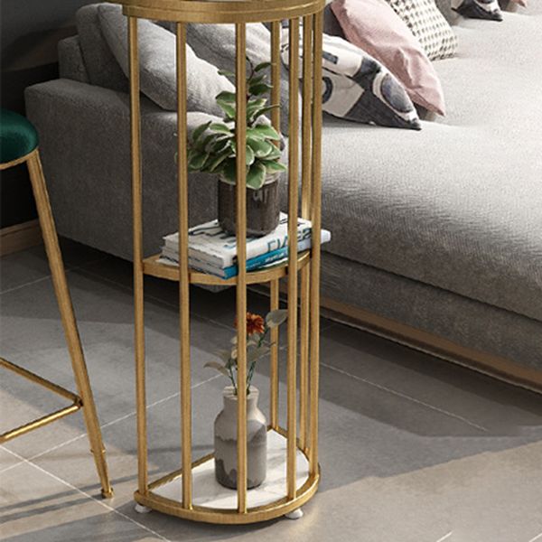 Oval Sintered Stone Bar Table Metal Base Dining Table with Storage Shelves