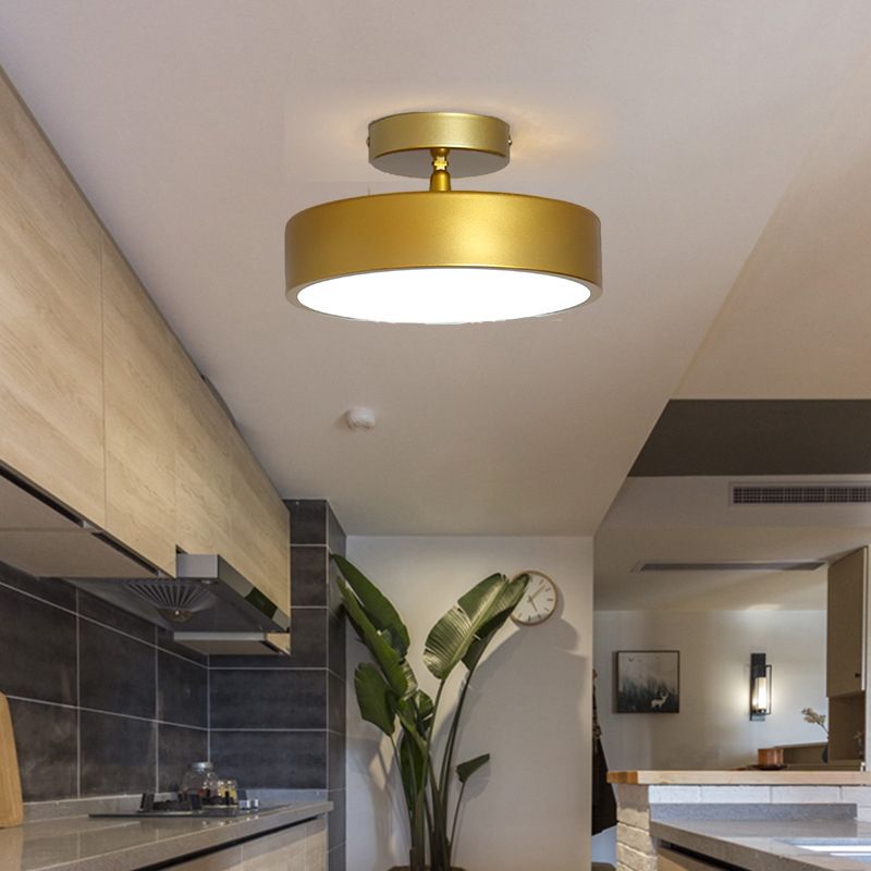 Contemporary Ceiling Light Fixture Drum Metal Semi Flush Mount for Corridor