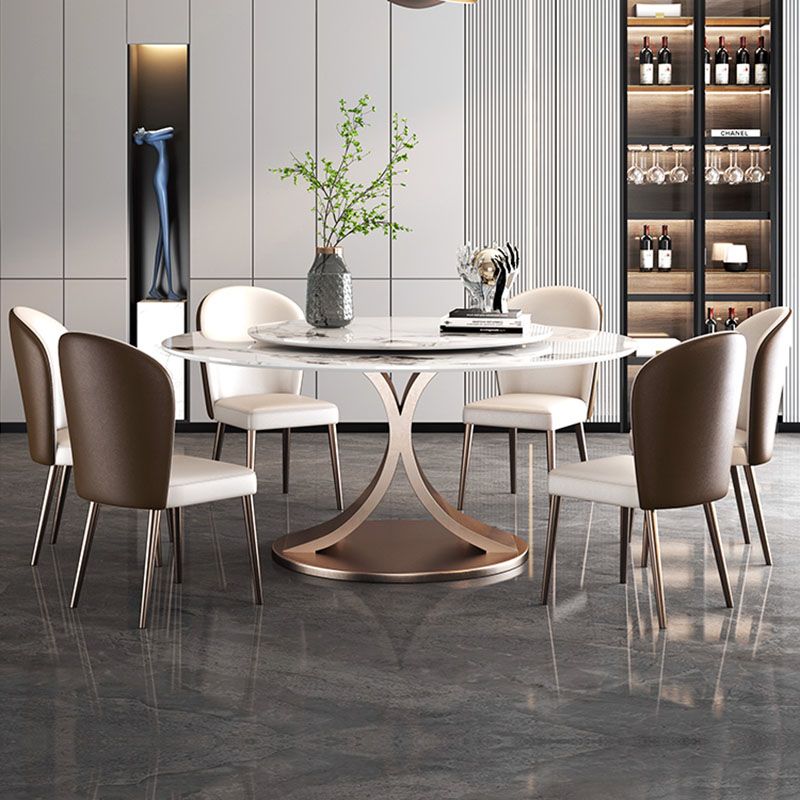 Glam Sintered Stone Dining Table Round Dinner Room Table for Dining Room