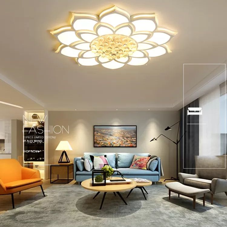 Lámpara de montaje empotrado con forma de flor blanca, cristal LED moderno cerca de la iluminación del techo