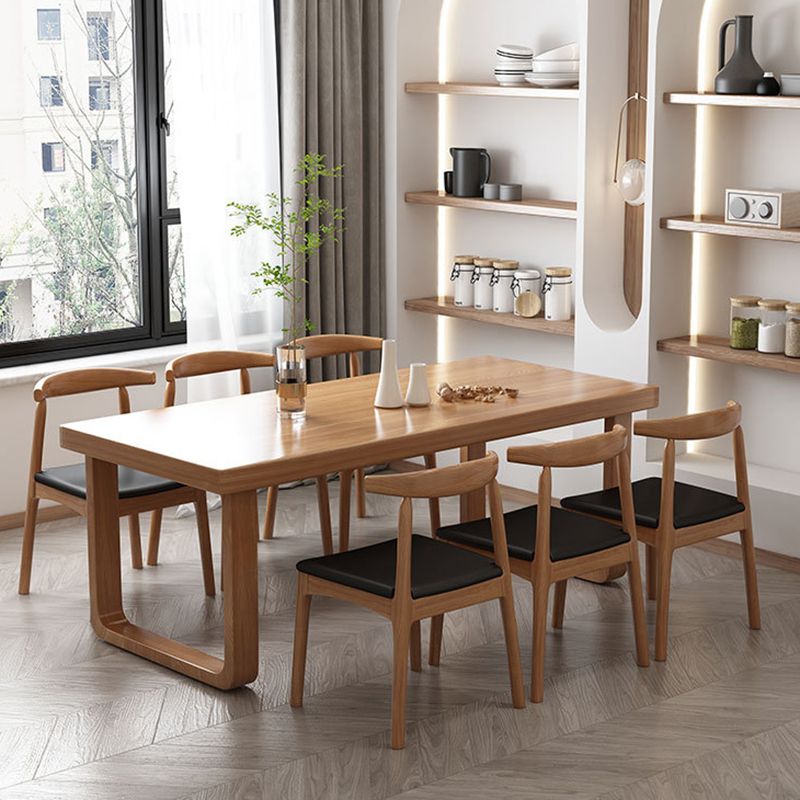 Simplicity Rectangle Dining Table Natural Pine Solid Wood Sled Base Table