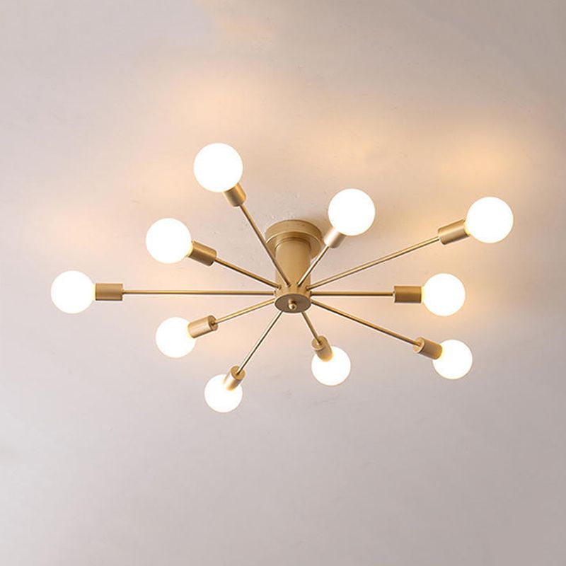 Minimalism Sputnik Flush Mount Metal Semi Flush Mount Light for Living Room