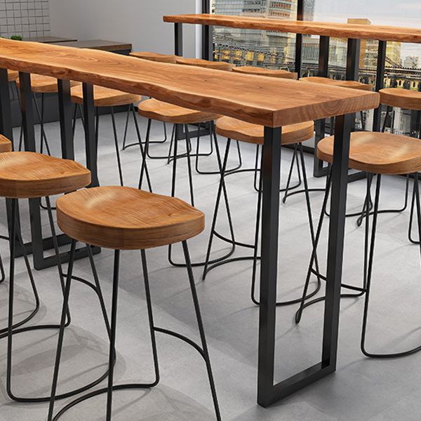 Metal Double Pedestal Bar Dining Table Industrial Rectangle Bar Height Table