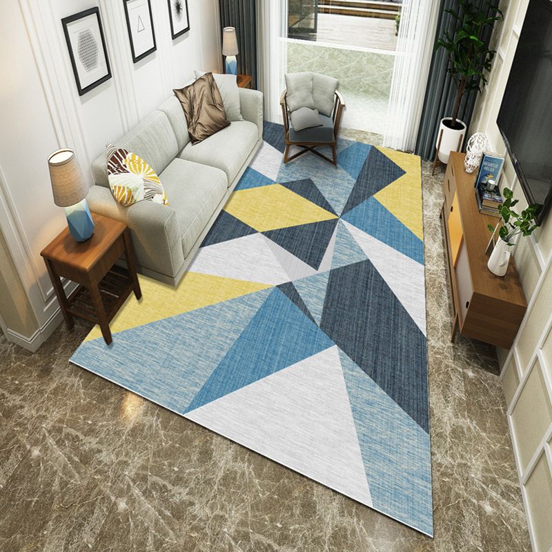 Modernist Geometric Block Rug Multicolor Synthetics Rug Stain Resistant Washable Non-Slip Rug for Family Room