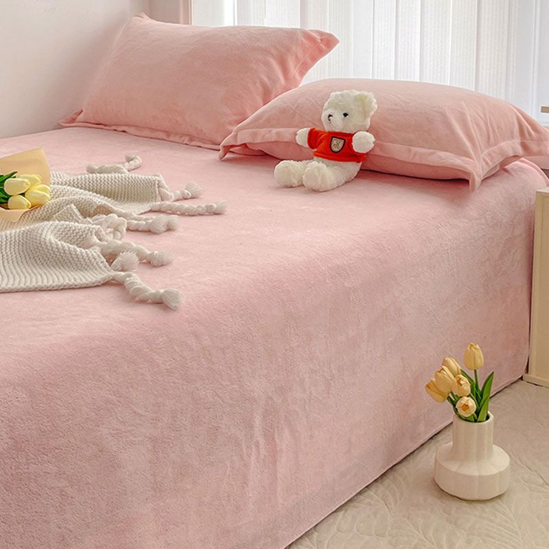 Solid Bed Sheet Set Flannel Elegant Fitted Sheet for Bedroom