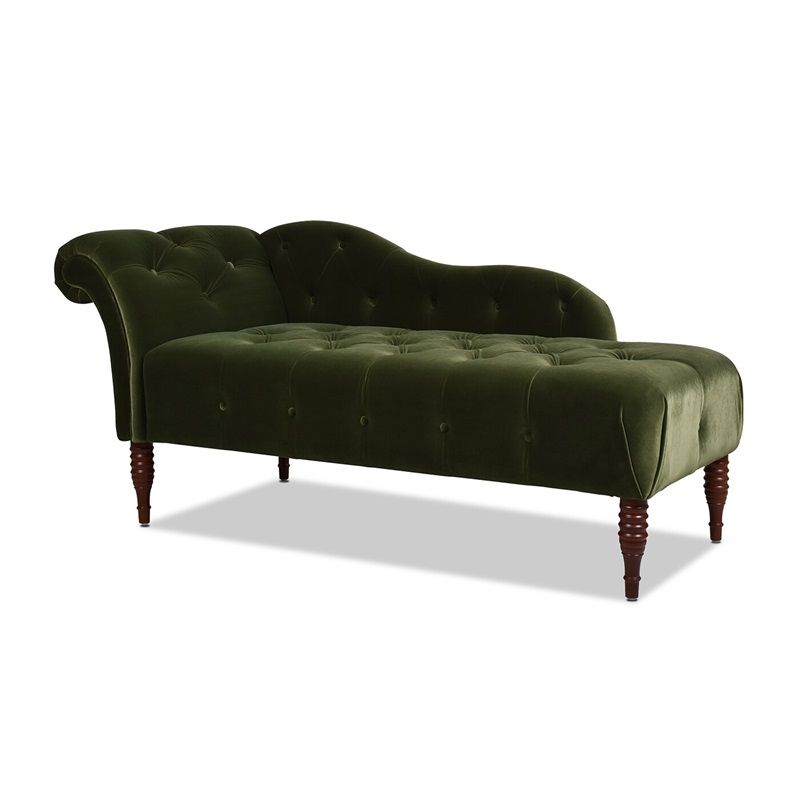 Velvet Rolled Arms Chaise Luxury Solid Wood Chaise for Living Room