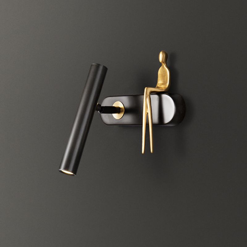 1-Light Cylinder Wall Light Fixture Modern Metal Wall Sconce Light