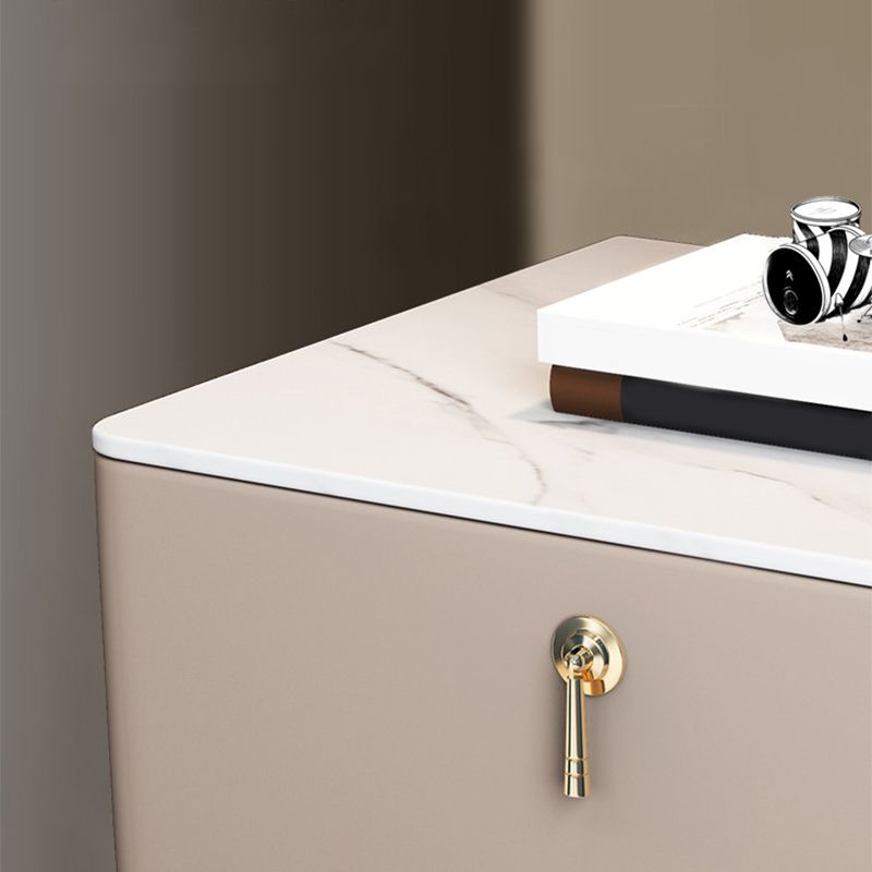 Solid Wood Frame 2 Drawer Leather Gold Table Legs Multi Color Choice Nightstand