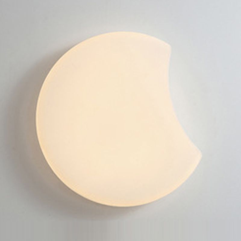 Modern Metal Wall Sconce Moon Shape Wall Light with Plastic Shade for Bedroom
