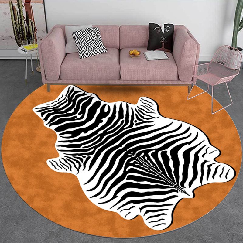 Creative Animal Print Rug Multi-Color Round Carpet Polyester Stain Resistant Area Carpet for Living Room