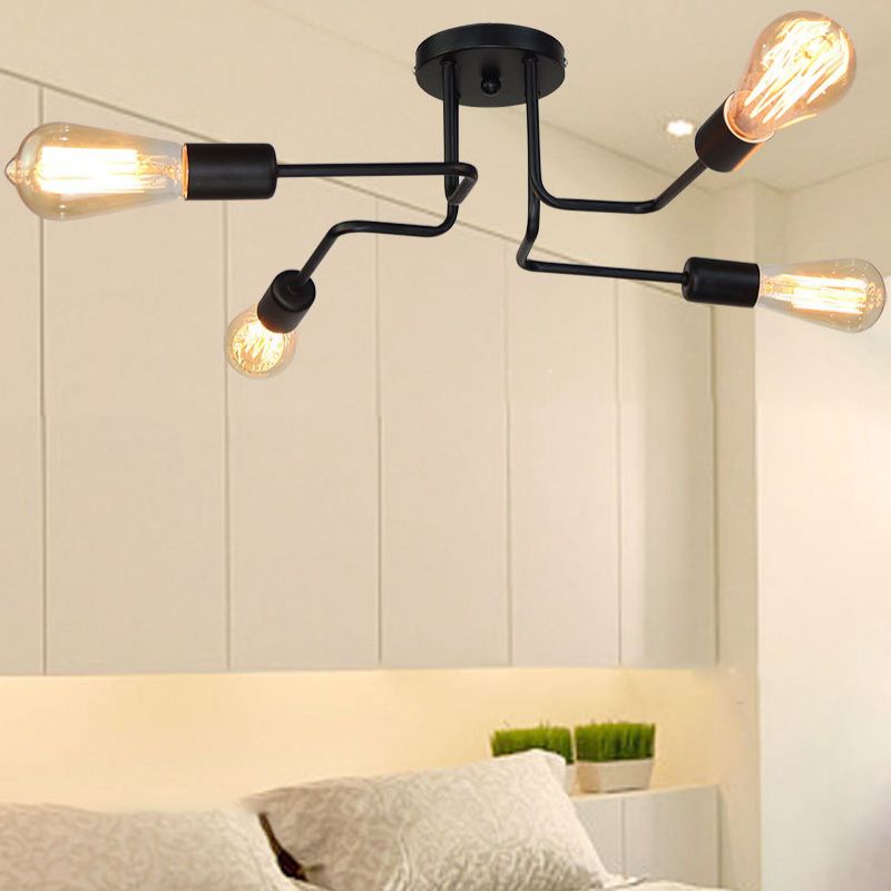 Antique Angled Tangle Semi Flush Ceiling Lights Metal Semi Flush Light Fixtures for Dining Room and Kitchen