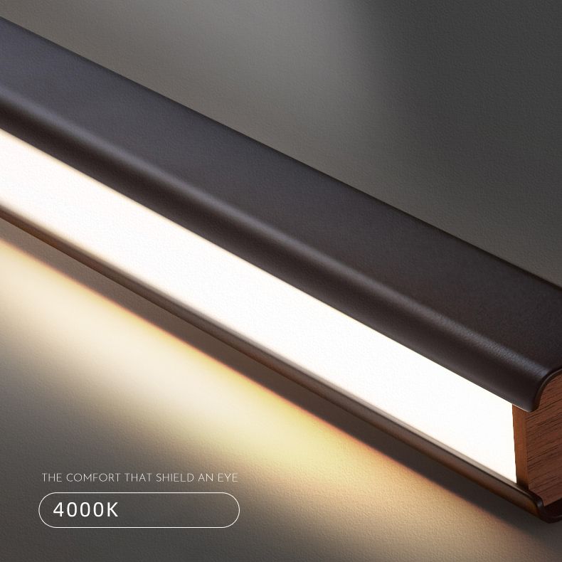 Aluminium Rectangular LED Wall Sconce in Modern Simplicity Wooden Rotatable Wall Light with Acrylic Shade