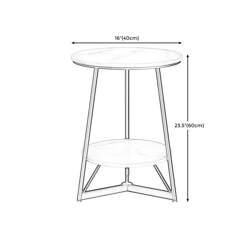 Modern Style Round Sintered Stone Top Gold/Black Metal Base Side Table