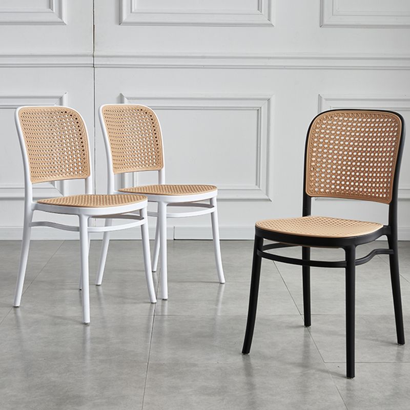 Nordischer Terrassen-Esszimmerstuhl aus Korbgeflecht/Rattan, 86,4 cm hoch, offene Rückenlehne, Beistellstuhl für Restaurants