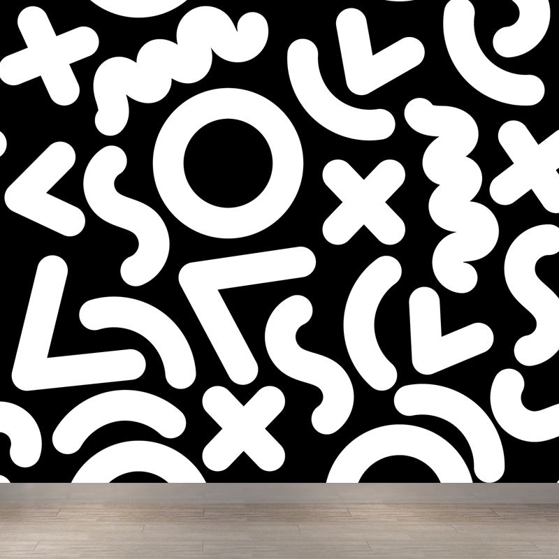 Math and Geometry Wall Mural Black and White Modern Wall Art for Child Room, Made to Measure