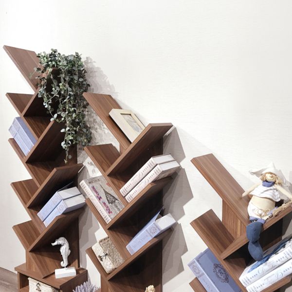 Modern Closed Back Bookshelf Manufactured Wood Vertical Bookcase for Home