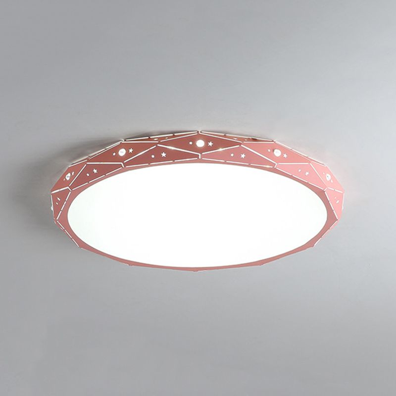 Nordic Style Macaron Flush Mount Light 18" Wide LED Ceiling Light with Metal for Bedroom