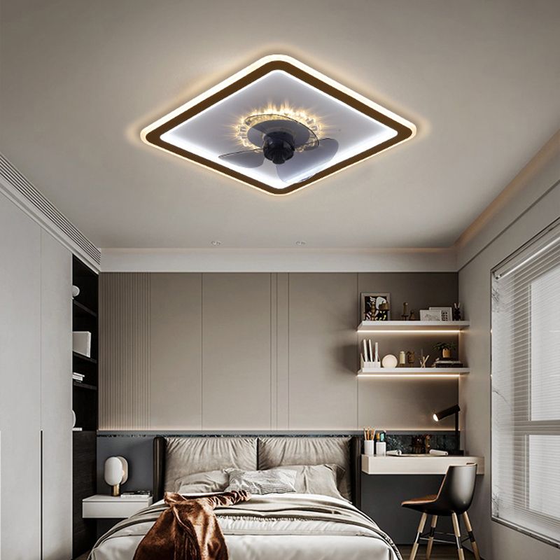 Moderni ventilatori geometrici con soffitto geometrico a ventole a ventole leggera moderna con ombra acrilica
