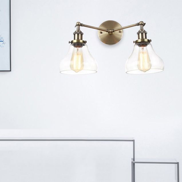 Industrial Vanity Lights Glass 2-Light Vanity Light Fixtures
