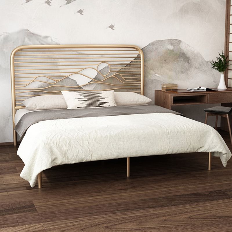 Open-Frame Bed with Iron Rectangle Headboard and Metal Legs Bed