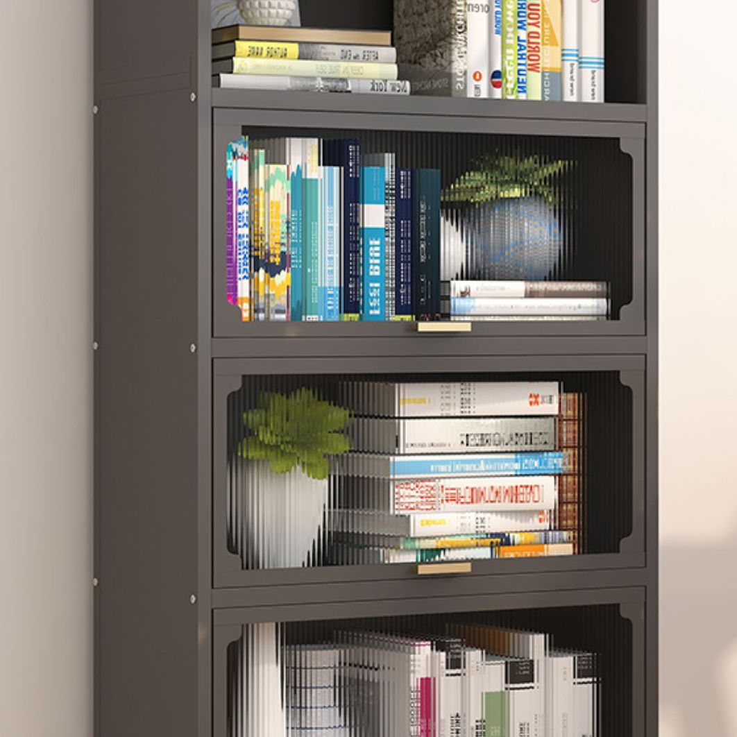 Modern Metal Bookshelf Standard Closed Back Bookcase with Doors