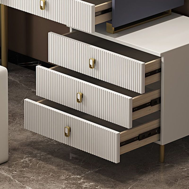 5 Drawers Stone Makeup Table Desk Vanity for Women, 17.12" D x 30.31" H, White/Blue