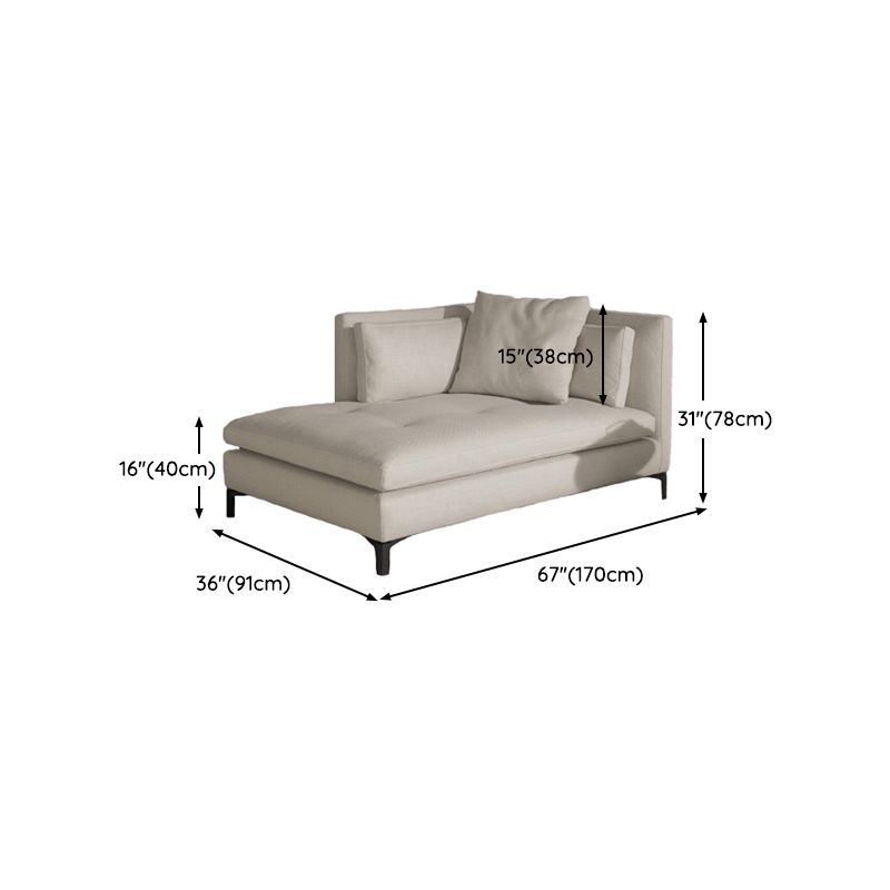 Living Room Chaise Square Arms Modern Chaise Lounge with Cotton Upholster