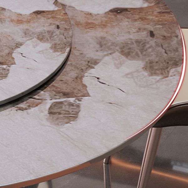 Modern Round Table Sintered Stone Dining Table with Turntable