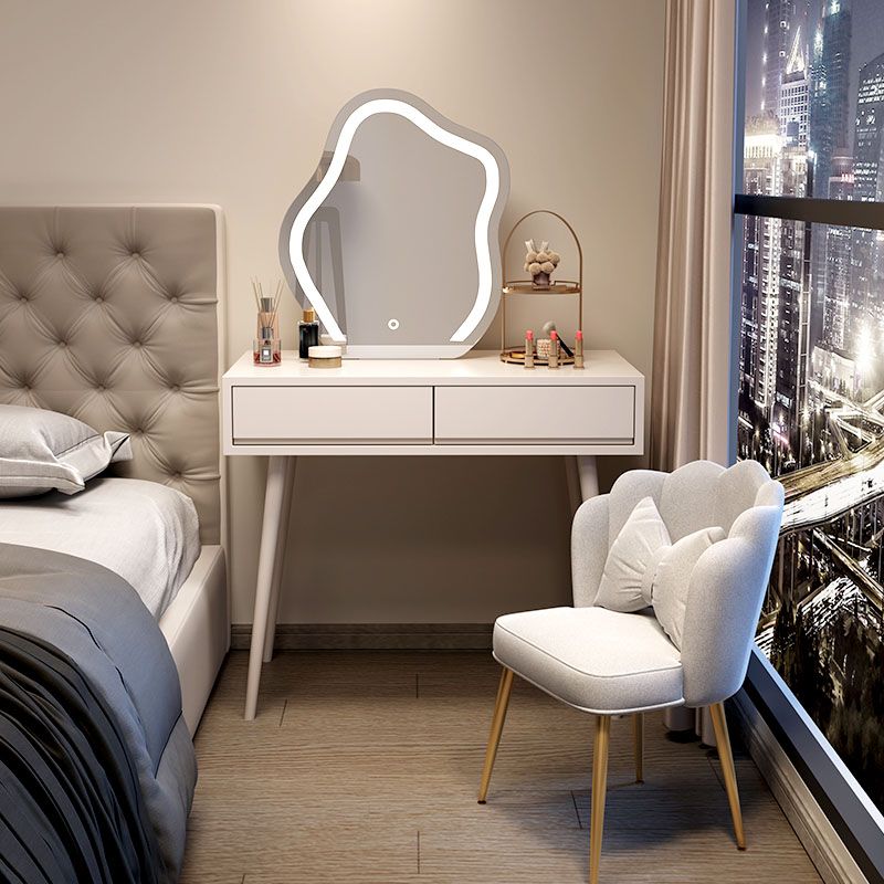 Modern Lighted Mirror Dressing Table Bedroom Makeup Table with Stool Set