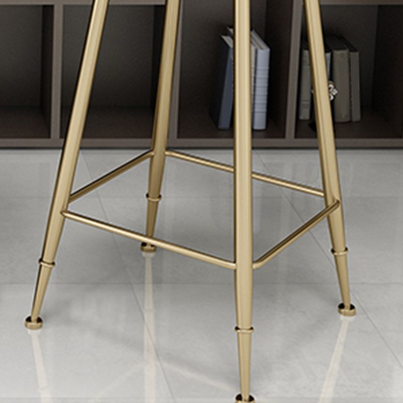 Nordic Glam Bar Stool Round Bar Stool with Metal Legs for Home