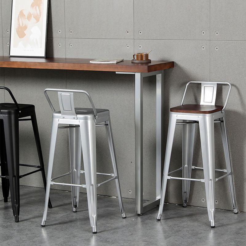 Industrial Wood Top Barstool Iron 4 Legs Bar Stool for Coffee Shop