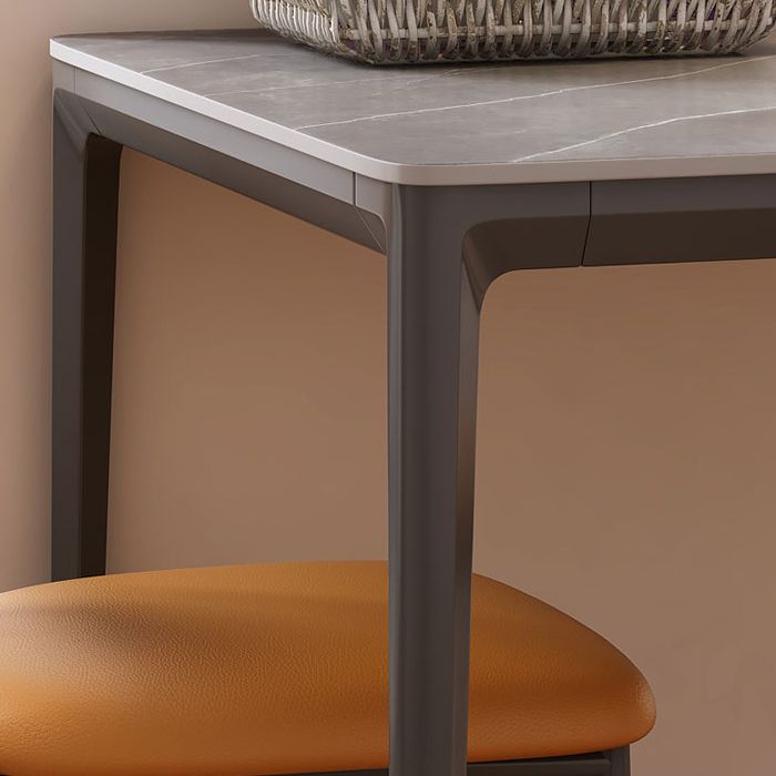 Sintered Stone Grey Dining Table Industrial 4 Legs Table for Dining Room