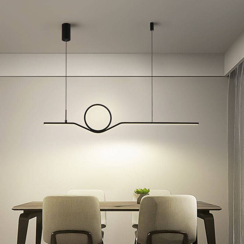 Estilo moderno Luces de isla de forma lineal Metal 2 Iluminación de la isla de la luz en negro