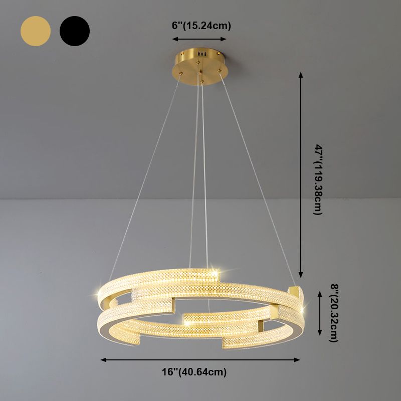 Contemporary Luxury LED Pendant Light Metal Linear Chandelier for Living Room