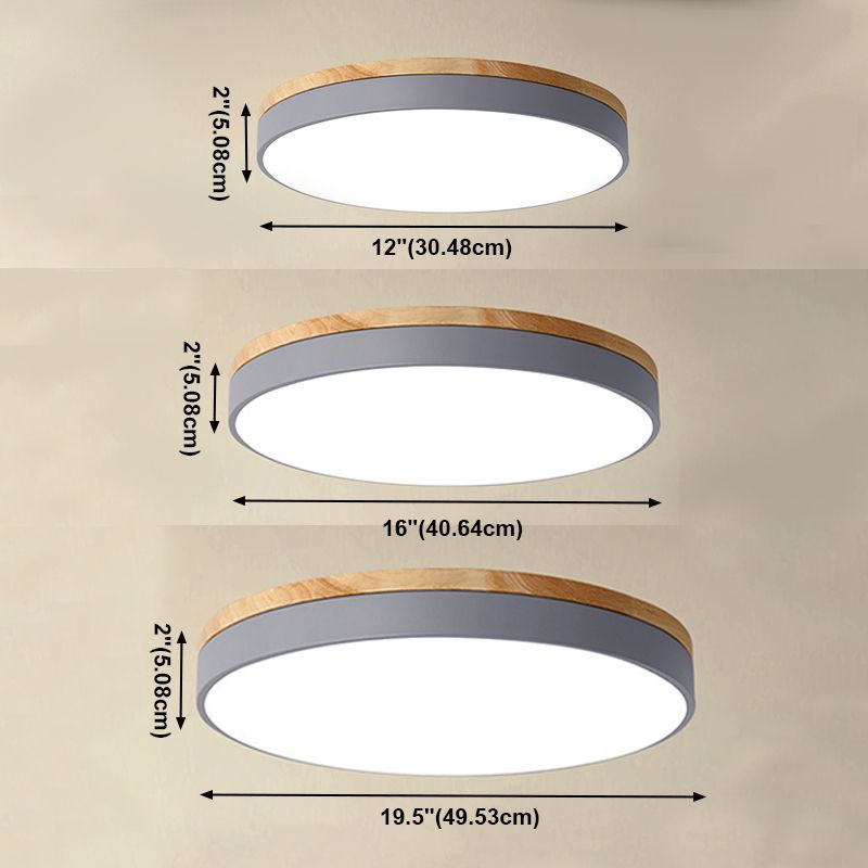 Houten ronde vorm inbouwlamp Moderne plafondlamp in Macaroon-stijl met acrylkap