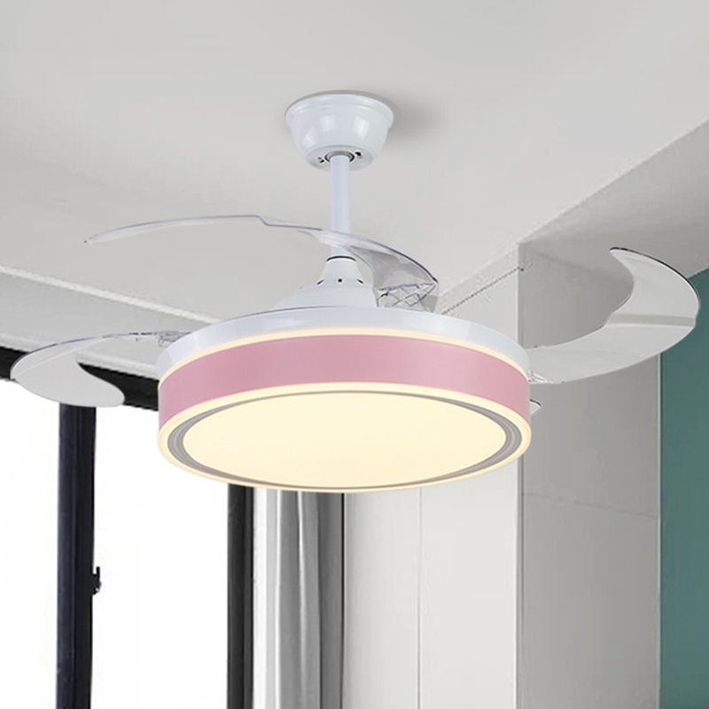 Lampe lampe per ventola a sospensione rotonde in acrilico round 4 lampe semifulto a LED moderno per camera da letto, largo 20 "