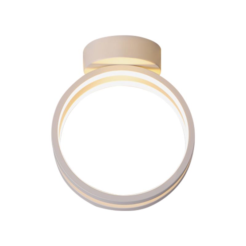 Loop Flush Mount Light Fixture Minimalist Black/White LED Ceiling Lighting in Warm/White/3 Color Light